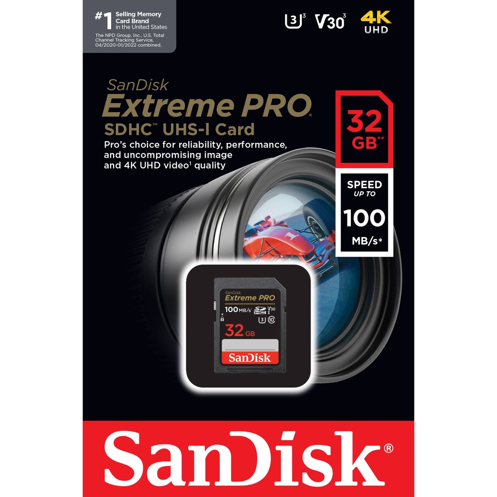 Thẻ nhớ SDHC SanDisk Extreme PRO V30 U3 32GB Class 10 UHS-I 100MB/s