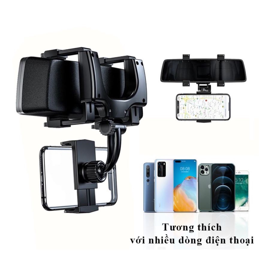 Giá đỡ kẹp điện thoại lên gương chiếu hậu để trên xe hơi ô tô