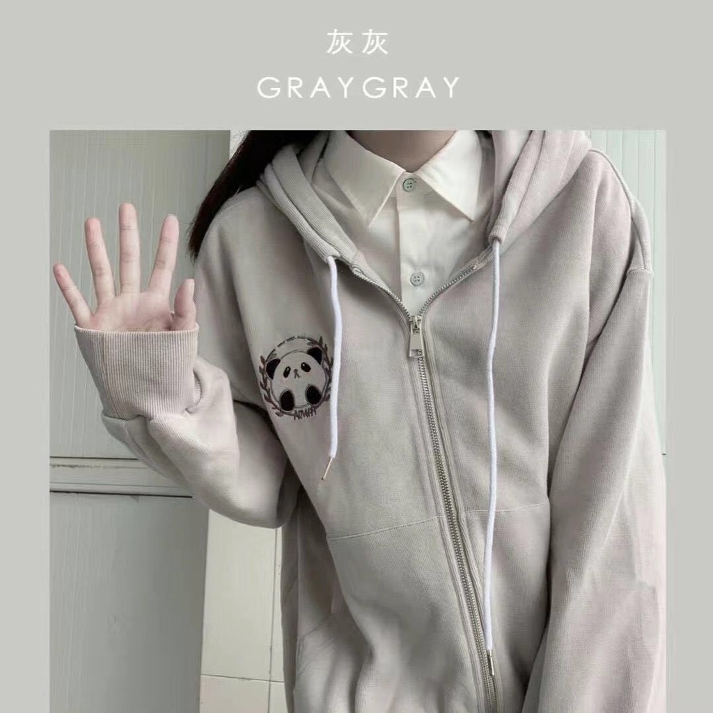 Áo Hoodie Dáng Rộng Phối Khóa Kéo Thiết Kế Mới Thời Trang Dành Cho Nữ