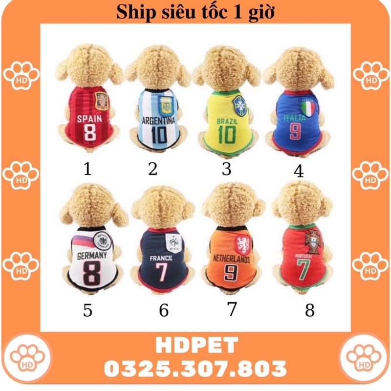Áo Chó Mèo - ÁO CẦU THỦ BÓNG ĐÁ (Có Size Lớn) - CHỌN MẪU