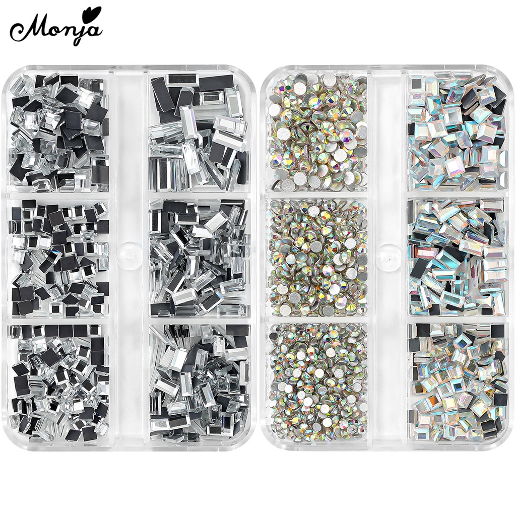 MONJA [Hàng mới về] Hộp 6 ngăn đá đính trang trí móng tay 3d tùy chọn kiểu dáng