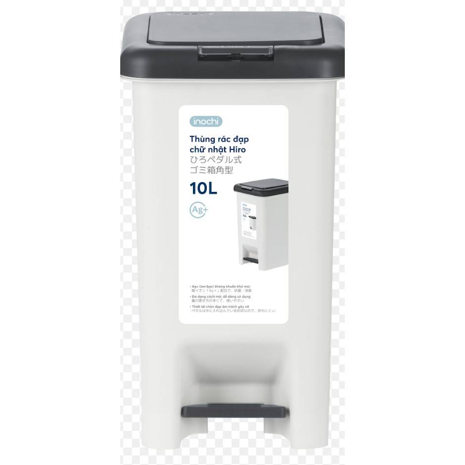 Thùng rác đạp chữ nhật Hiro 10L