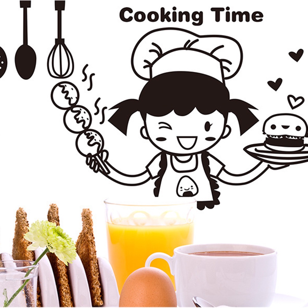 Miếng dán tường/ tủ lạnh họa tiết nấu ăn dễ thương trang trí nhà cửa
