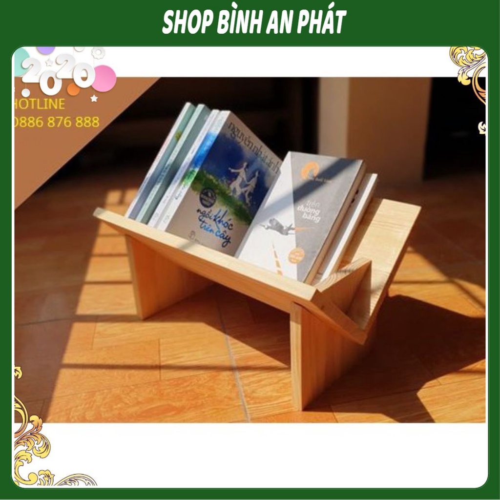 Giá Sách Mini, Kệ Sách Bằng Gỗ Thông Tự Nhiên, Màu Trơn Nhỏ Gọn Tiện Dụng