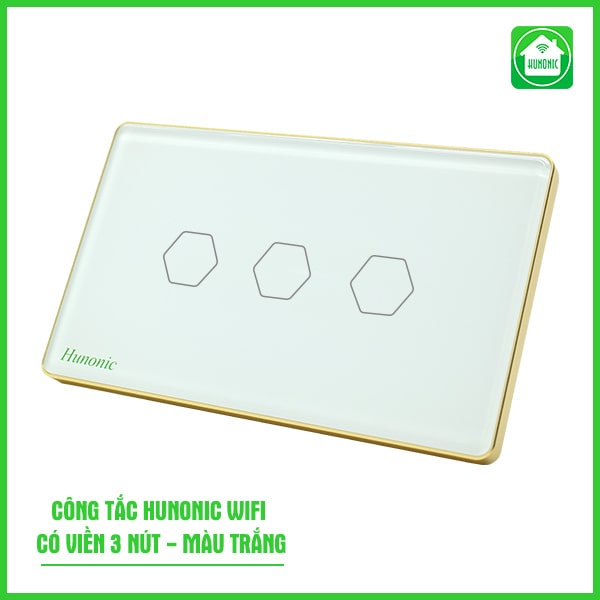 Công tắc điện thông minh, hẹn giờ tự động Hunonic 2 nút màu trắng│Thiết bị điện thông minh điều khiển