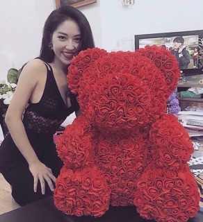 Gấu hoa tình yêu (40cm) video shop quay thật