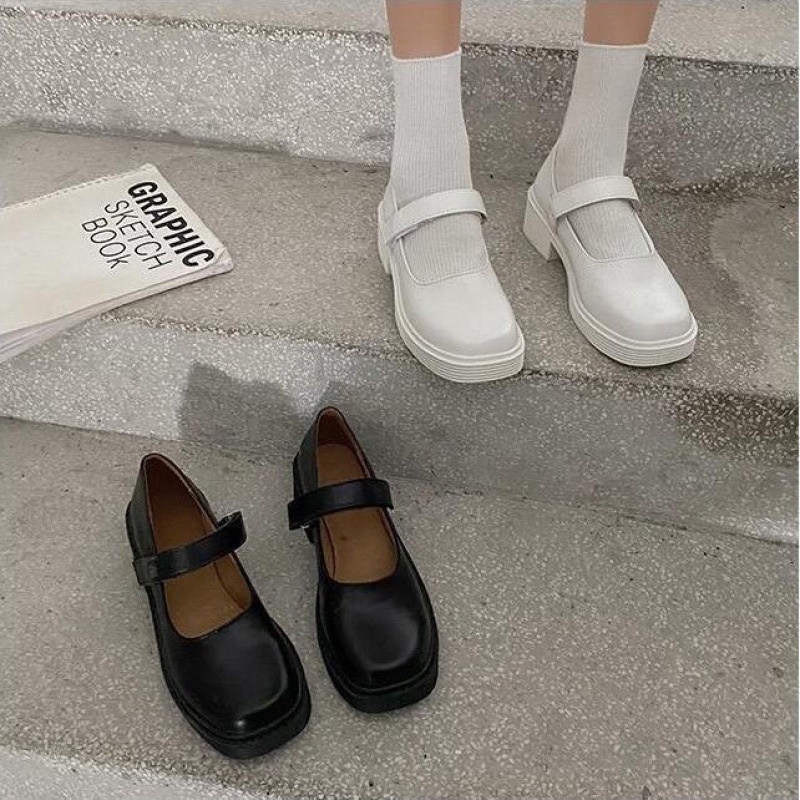 Giày Lolita Marry Jane Ulzzang Đế Cao Quai Ngang Giá Rẻ LLT004-ZOEE