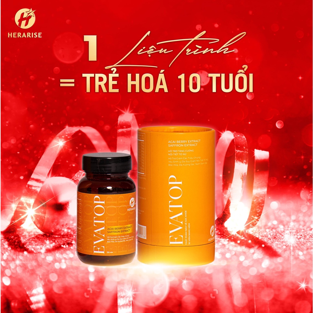 Viên uống EVATOP Hera bổ sung nội tiết tố Tăng cường sinh lý nữ, giảm khô hạn, cân bằng nội tiết tố - Lọ 30 viên