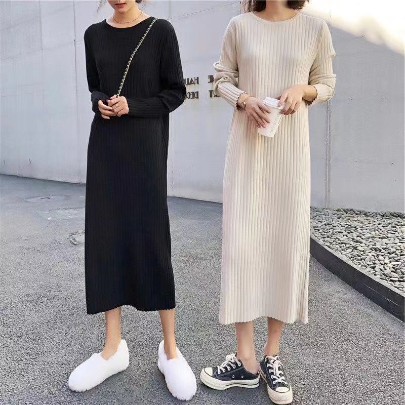 Mới Đầm Dệt Kim Dáng Dài Form Rộng Phong Cách Hàn Quốc Cho Nữ