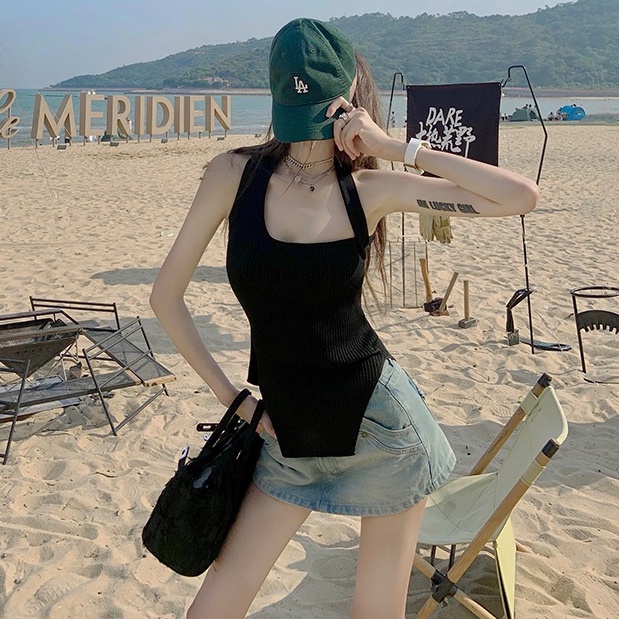 Cocory vn Áo Croptop Sát Nách Màu Trơn Thời Trang Mùa Hè Cho Nữ