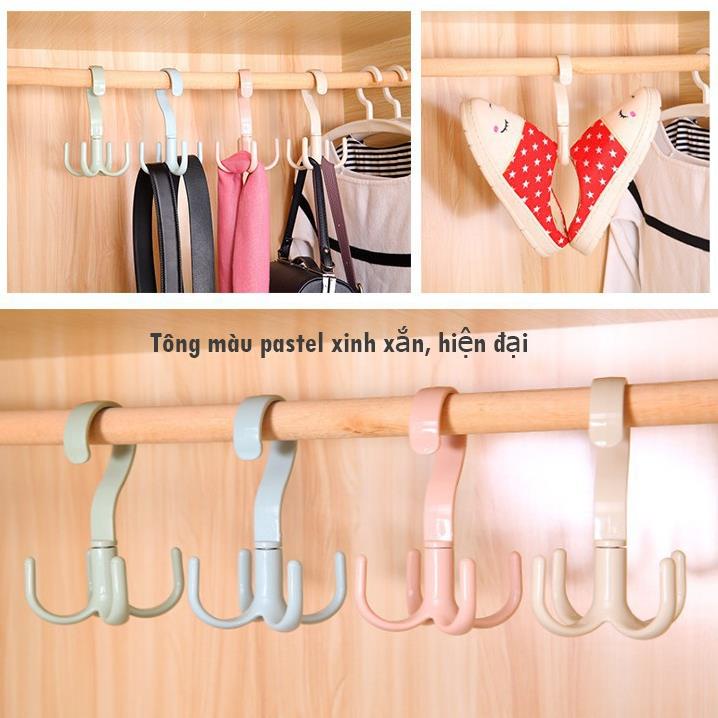 Set 2 Móc nhựa đa năng❤️𝑭𝑹𝑬𝑬𝑺𝑯𝑰𝑷❤️Móc Treo đồ Đa Năng 4 Chân Xoay 360 Độ