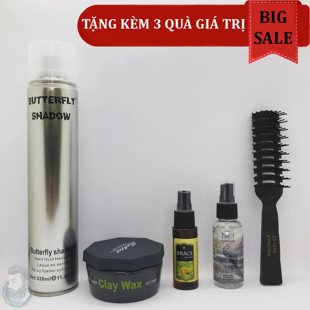 ✅[TẶNG 3 QUÀ]{Combo} Sáp Vuốt Tóc Subtil Clay Wax Và Gôm Xịt Tóc Butterfly 320ml + Tặng Pre Styling, Hair Lotion & Lược