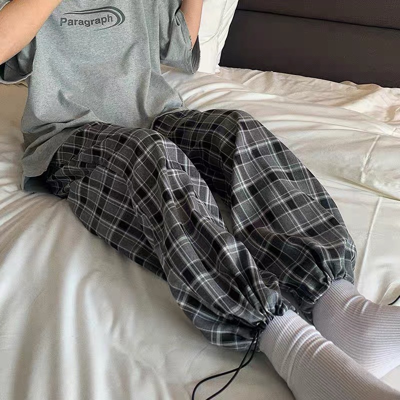 [Mã WASTHI giảm 10K đơn 50K] Bộ đồ para quần kẻ KA Closet màu tàn, chất vải cottton dầy, quần chất kẻ thô, from rộng | BigBuy360 - bigbuy360.vn