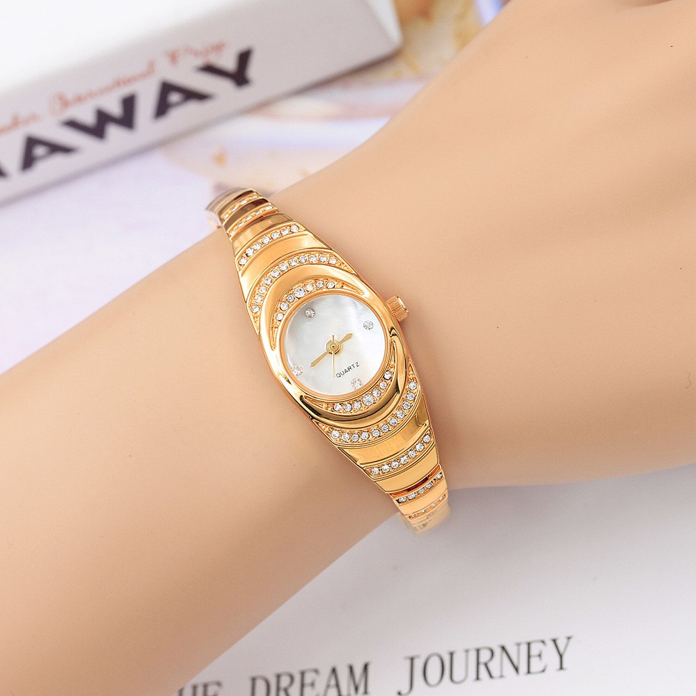 Đồng hồ nữ giá rẻ, đồng hồ đeo tay nữ QUARTZ mặt tròn, cao cấp, sang chảnh, không thấm nước