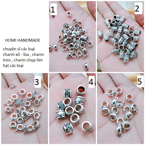 Charm xỏ - lùa charm lỗ lớn xỏ ngang: 50 gram 1 gói = 25k [ chuyên sỉ các loại charm xỏ - charm lùa - charm giả bạc ]