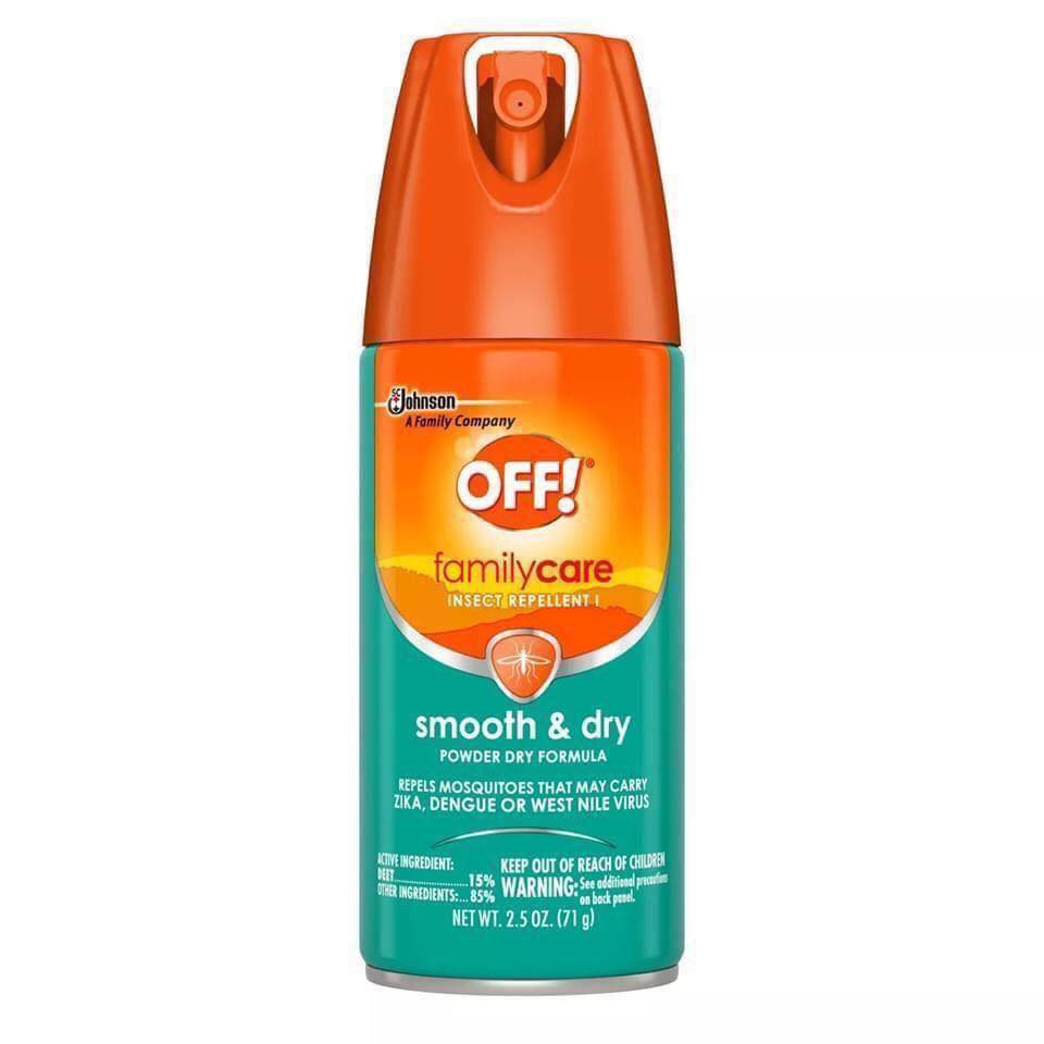 XỊT CHỐNG MUỖI VÀ CÔN TRÙNG 71g Off! Family Care Smooth & Dry 71g – MADE IN USA