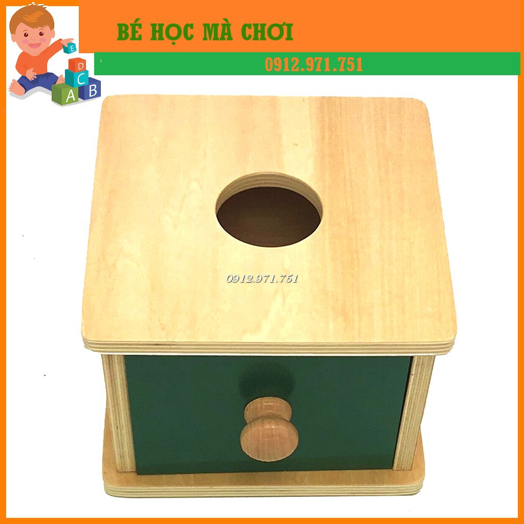 Giáo cụ Montessori 0-3 tuổi - Thả bóng hộp vuông - Hình cầu kèm hộp