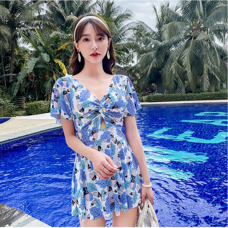 Đồ Bơi Áo Tắm Nữ Kín Đáo Dạng Váy Có Tay CHe Bụng Béo | BigBuy360 - bigbuy360.vn