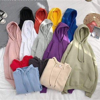 Áo hoodie basic màu trơn form rộng unisex cho cả nam và nữ