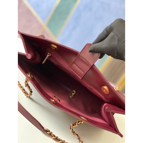 Túi xách nữ thương hiệu Chanel Channel 𝘾𝙝𝙖𝙣𝙚𝙡 CN bản size lớn da thật cao cấp màu đỏ đô hàng vip 1-1