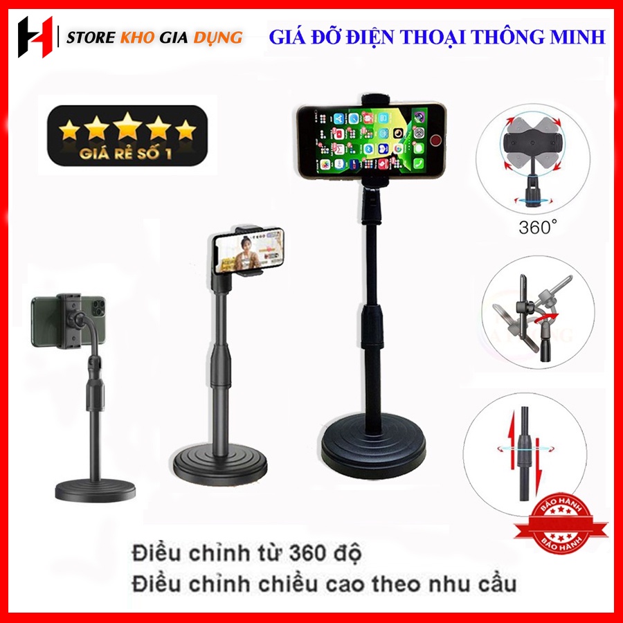 Giá Đỡ Điện Thoại Để Bàn Kẹp Điện Thoại Livestream Xem Video Xoay 360 Độ