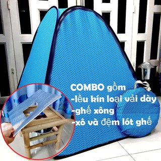 Combo lều xông hơi VẢI DÀY+ghế xông vùng kín+xô
