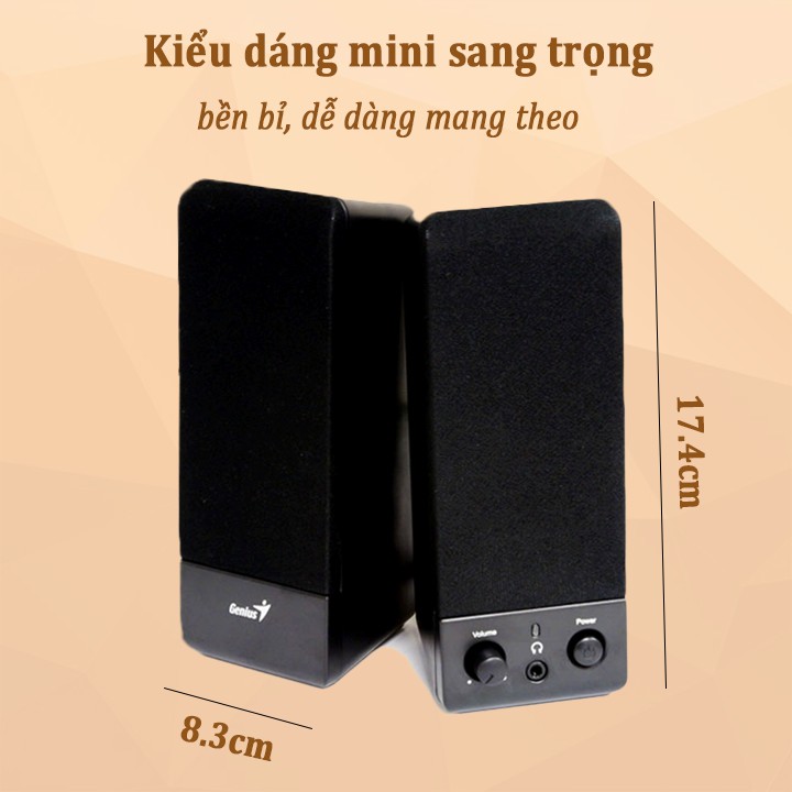 Loa Vi Tính 2.0 Genius S110 Tích Hợp Cổng Tai Nghe 3.5M Bass Ấm Chuẩn - Loa Đôi Di Động Âm Thanh To Rõ Vượt Trội