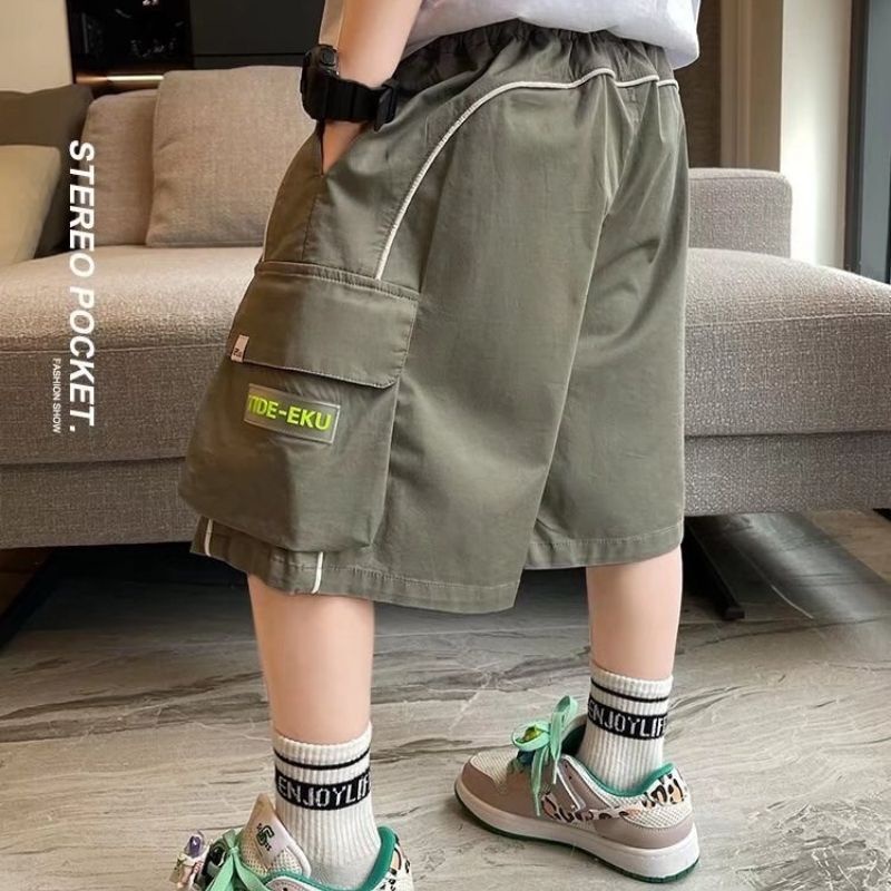 Quần short BXPB cotton dáng suông rộng phối túi lớn thoải mái cá tính cho bé trai 3-15 tuổi