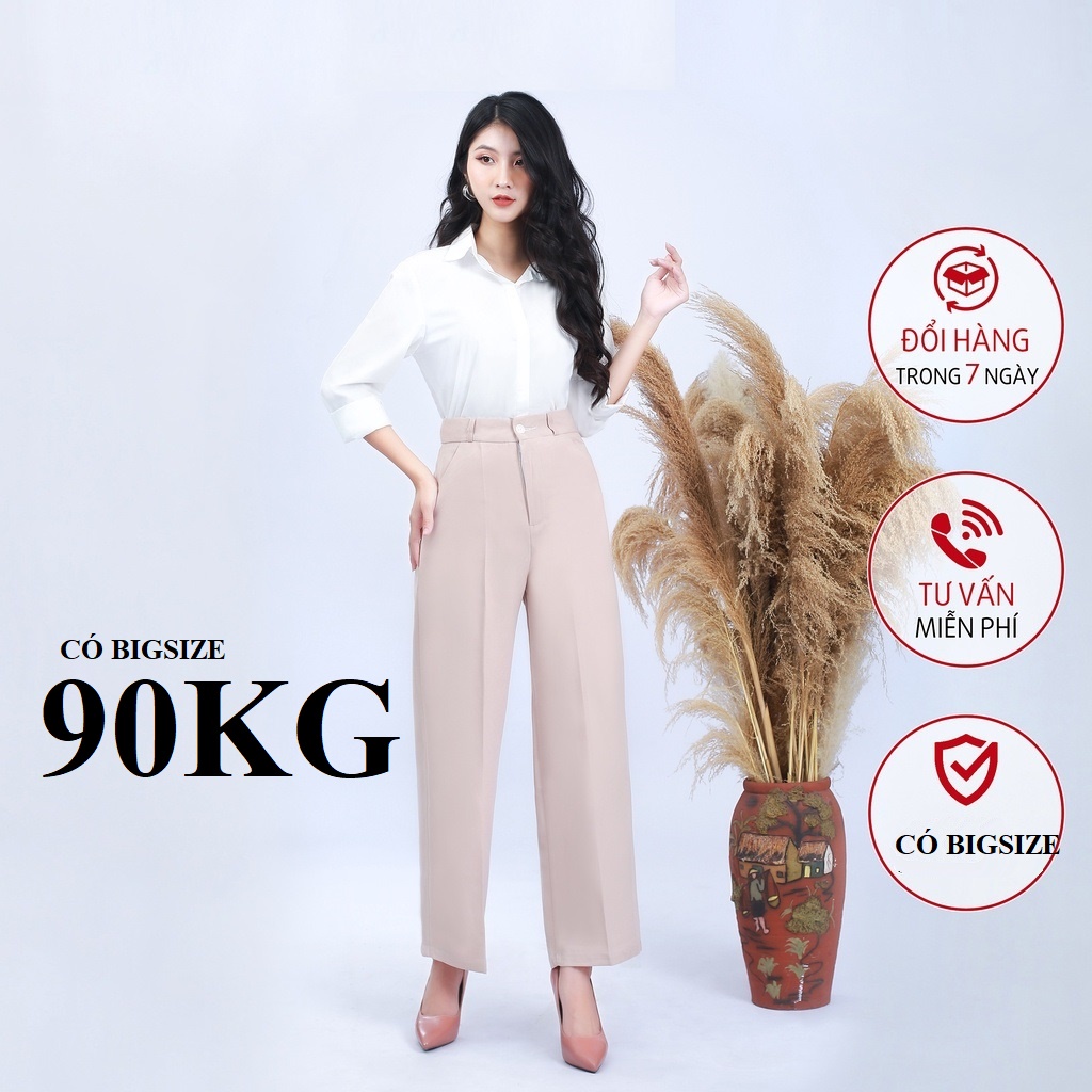 Quấn Ống Rộng Nữ Khóa Giữa New, Có Siêu bigsize 90Kg, Vải tuyết mưa cao cấp chống nhăn