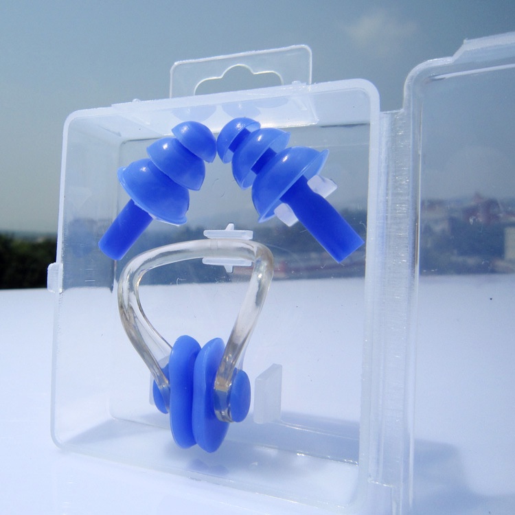 Bộ 2 Combo Nút Bịt Tai Và Kẹp Mũi Bằng Silicone Chống Nước Đi Bơi