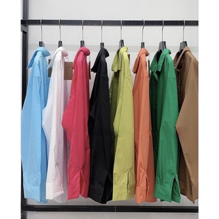 Áo sơ mi thô mềm 8 màu trơn oversize