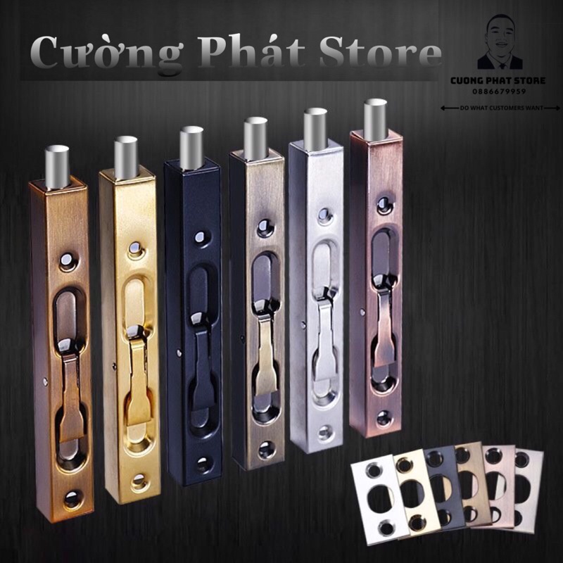 Chốt âm inox cửa gỗ dạng vuông khoá chốt bật  Bộ chốt cài bảo vệ cửa an toàn then cài inox