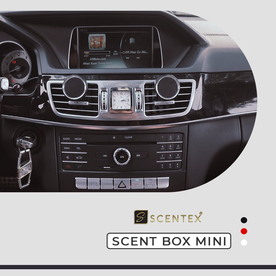 Nước hoa xe hơi cao cấp Scent BoxMini, khử mùi chống say xe, thoải mái tinh thần, tặng kèm tinh dầu, Thương hiệu Scentex