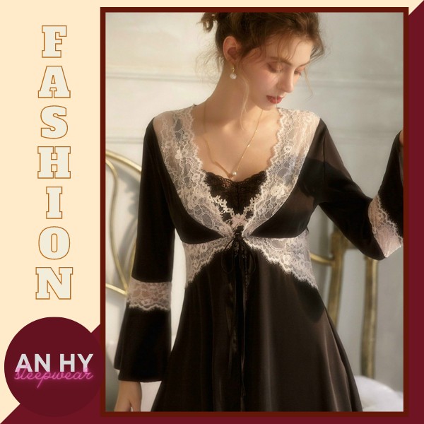 Set bộ váy ngủ lụa Satin cao cấp, bộ đầm ngủ 2 dây lụa mát gợi cảm kèm áo choàng ngủ