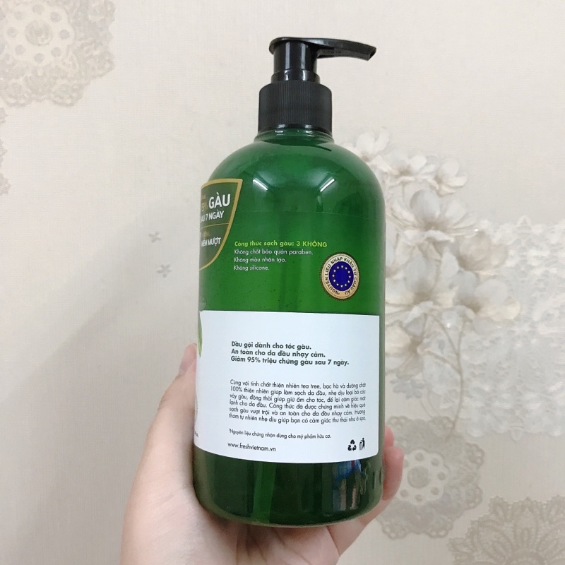 Dầu Gội Ngăn Gàu Fresh Organic Anti-Dandruff Shampoo with Tea Tree Oil Chiết Xuất Tràm Trà 500g