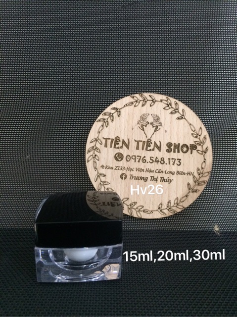 Hũ nhựa vuông đen 15ml, 20ml, 30ml D26