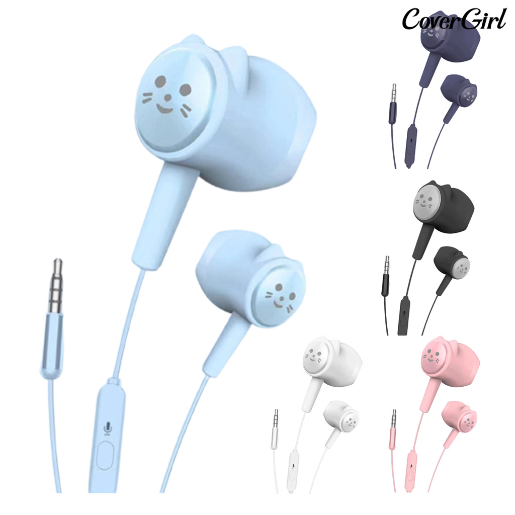 Tai Nghe Thể Thao Bằng Nhựa Hình Mèo Dễ Thương Có Dây