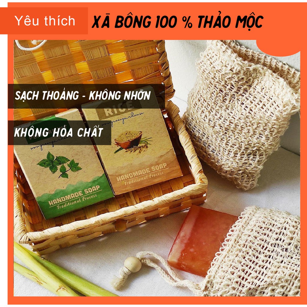 COMBO TẮM SẠCH MỤN LƯNG &amp; CHĂM SÓC DA TOÀN DIỆN THIÊN NHIÊN - HANDMADE BY QUÊ MỘT CỤC