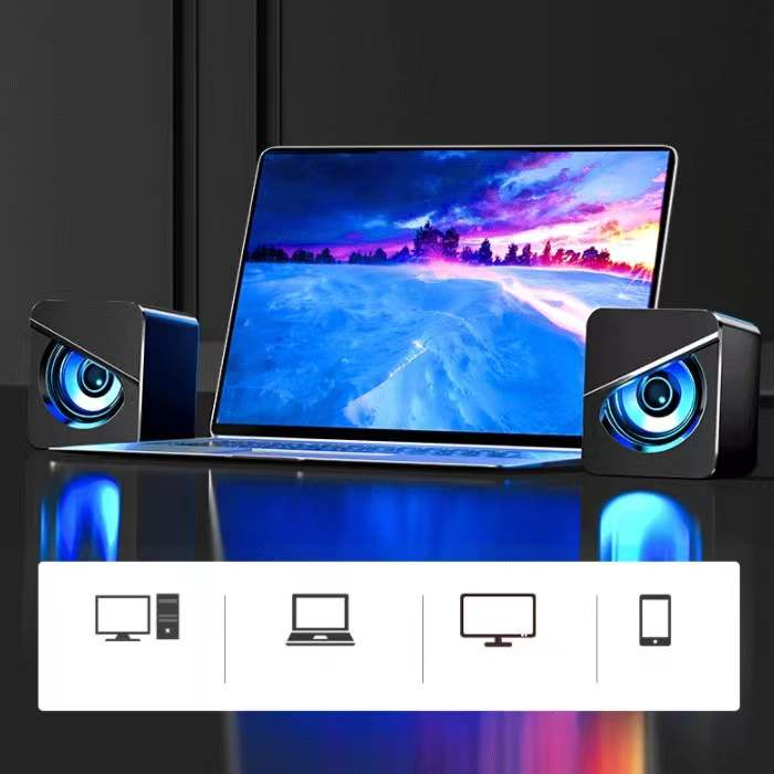 Loa máy tính laptop vi tính mini MC V-128 âm Bass Trầm nổi loa di động Eagle Eye dùng cho giắc cắm âm thanh 3.5MM