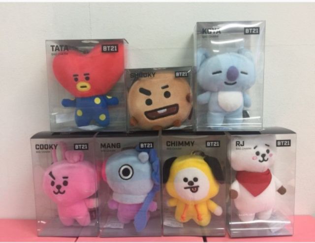 (SẴN TATA, COOKY, CHIMMY) Móc khóa phụ kiện Bag charm BT21 Official (12cm).