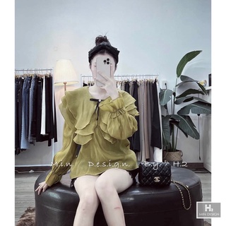 Áo sơmi tơ bèo nơ ngực