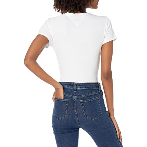 Bodysuit cổ tim Tômmy Jeans dư xịn V-neck TTJOHK110 | BigBuy360 - bigbuy360.vn