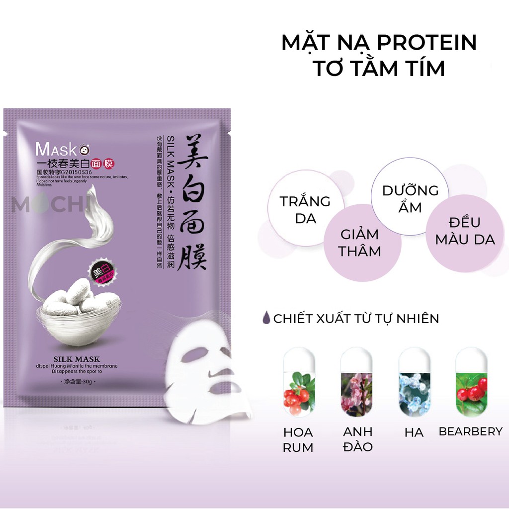 Mặt Nạ Tơ Tằm Thải Độc Dưỡng Trắng Da l Giảm Mụn Dầu l Cấp Ẩm Silk Mask Giấy Đắp Mặt One Spring Nội Địa Trung MOCHI SHOP