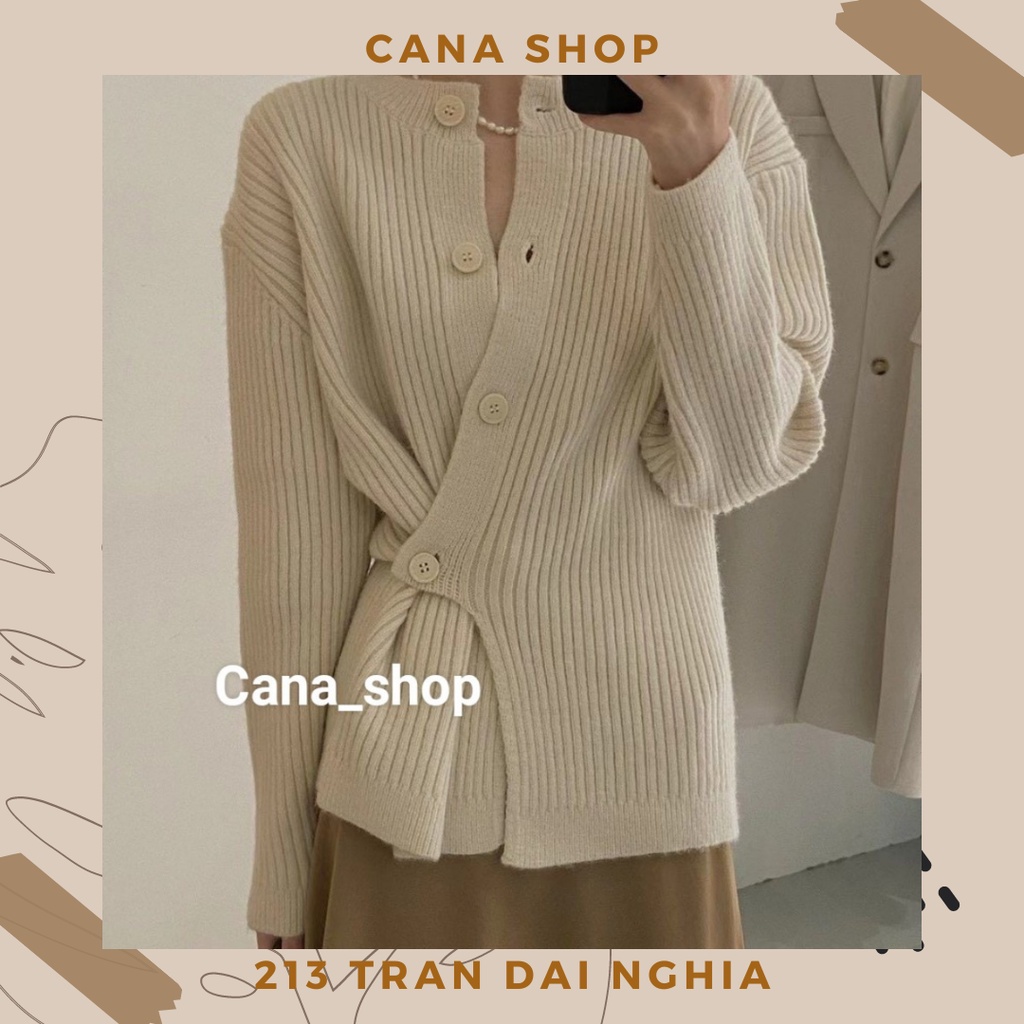 Áo Khoác Cardigan Cách Điệu Cúc Lệch | CANA SHOP