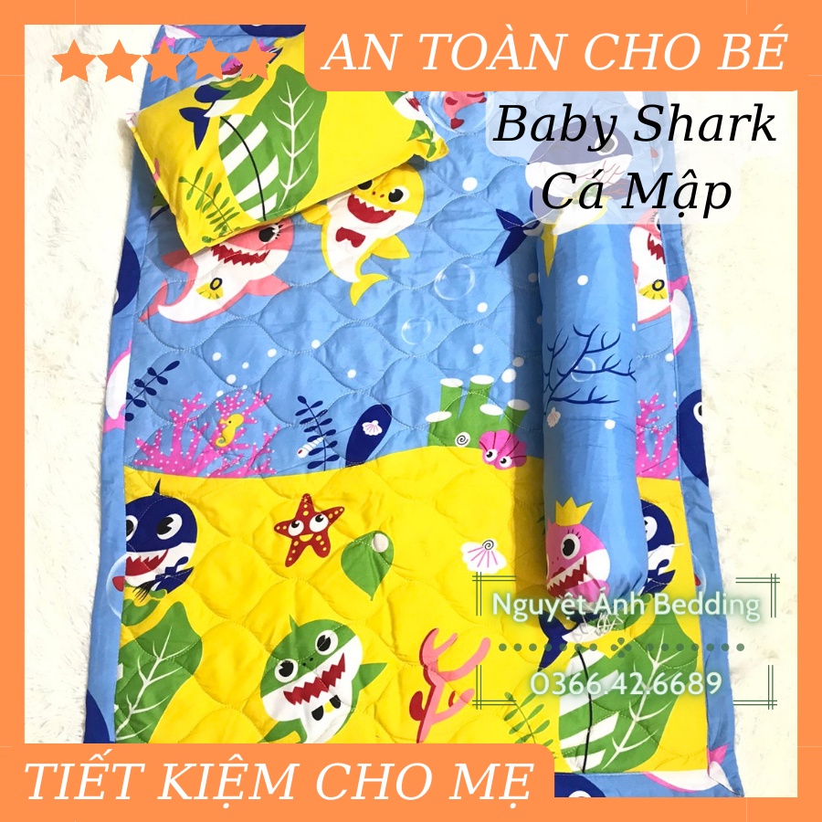 💐 Trọn Bộ Chăn Gối Cho Bé 5 món mẫu Thỏ cute tim xanh | set mền kèm gối trẻ mầm non, có chọn mẫu