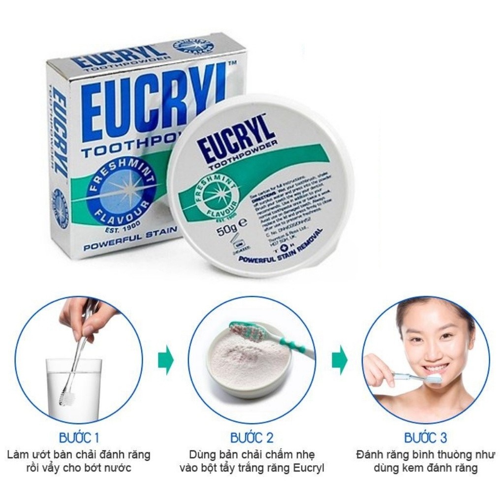 Bột Làm Trắng Răng Hương Bạc Hà Eucryl Tooth Powder Freshmint Flavour 50g