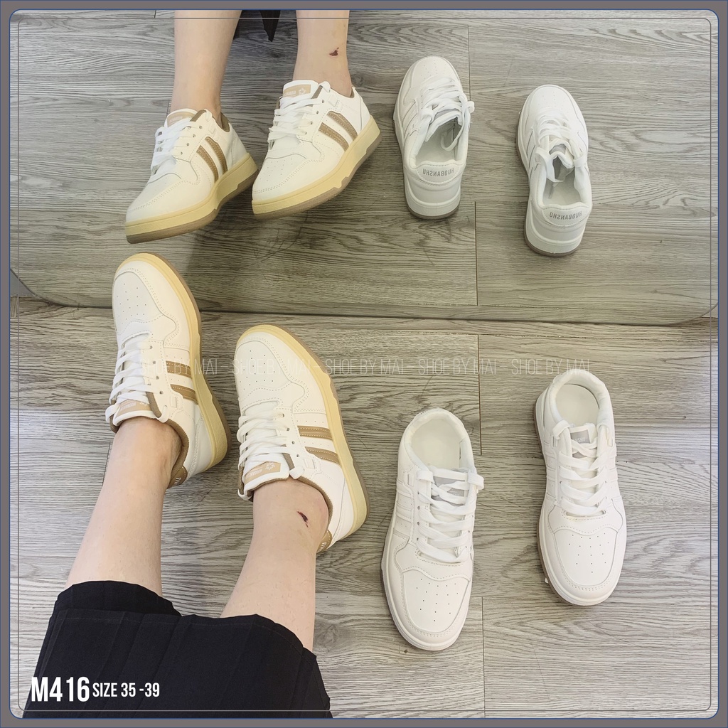 Giày nữ, Giày Sneaker nữ màu trắng phong cách Hàn Quốc M416 SHOEBYMAI