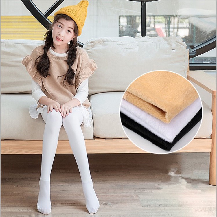 Quần tất lót lông cho bé màu da chân liền bàn siêu ấm cho bé gái
