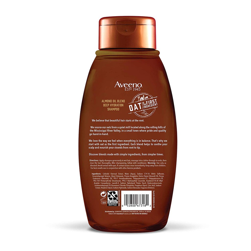 Dầu gội dưỡng ẩm cho tóc khô Aveeno Scalp Soothing Almond Oil Blend Shampoo for Deep Hydration 354ml