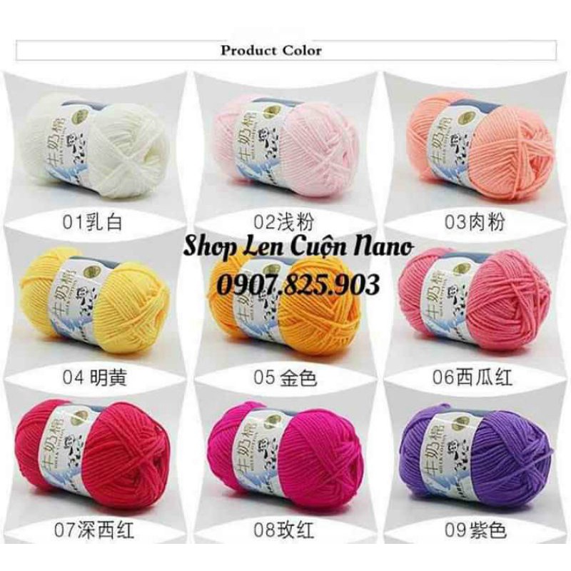Combo  10c cuộn len  milk bò màu ngẫu nhiên